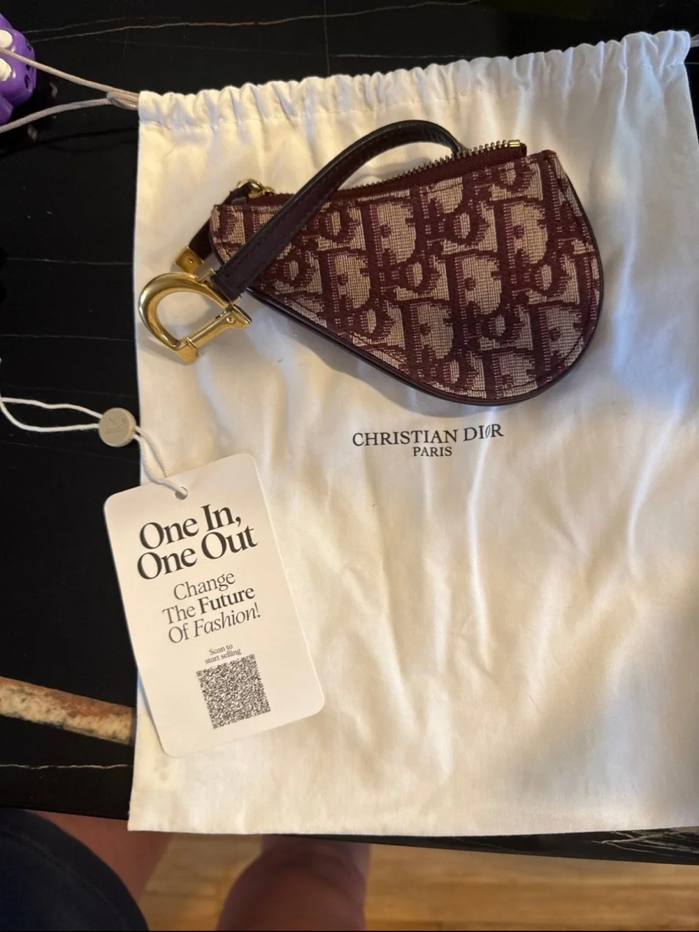Dior Burgundy   Saddle coin purse